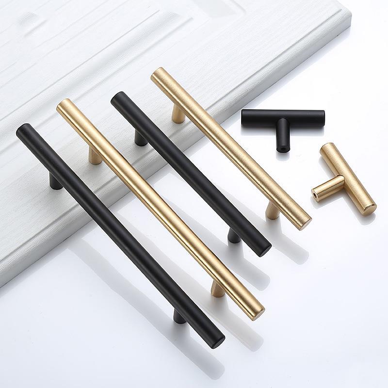Furniture Hardware Gold - 현대 골드 브러시 스트레이트 찬장 핸들